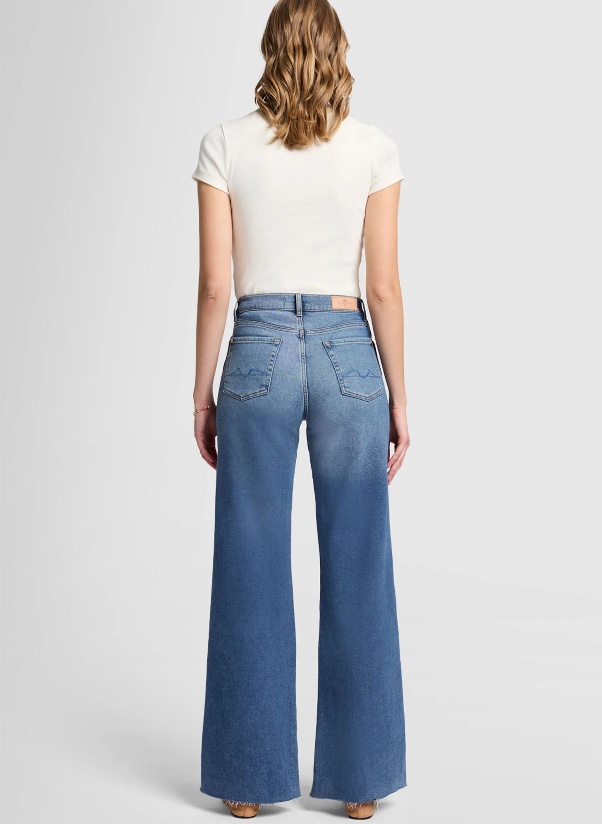 7 FOR ALL MANKIND LOTTA  VAQUERO FLARE DE TALLE ALTO DE MEZCLA DE ALGODóN EN AZUL