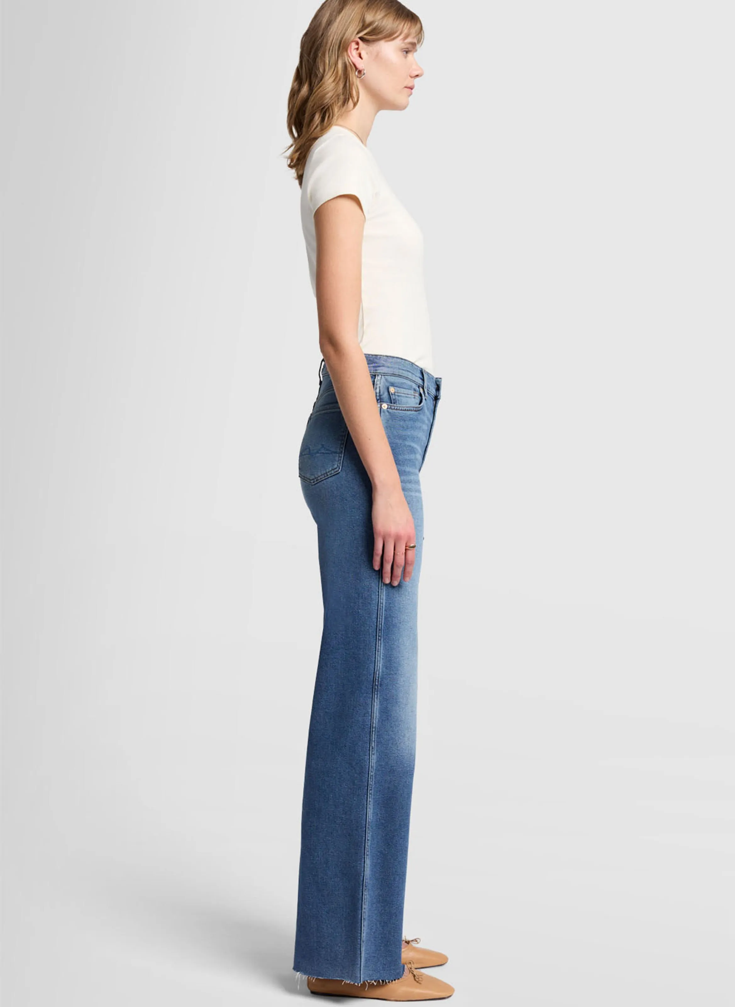 7 FOR ALL MANKIND LOTTA  VAQUERO FLARE DE TALLE ALTO DE MEZCLA DE ALGODóN EN AZUL