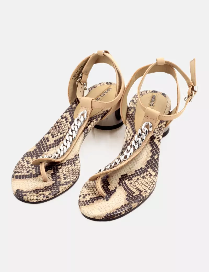 Adolfo Dominguez Sandalia bicolor animal print