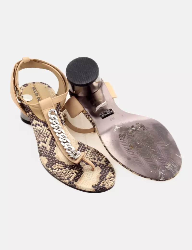 Adolfo Dominguez Sandalia bicolor animal print