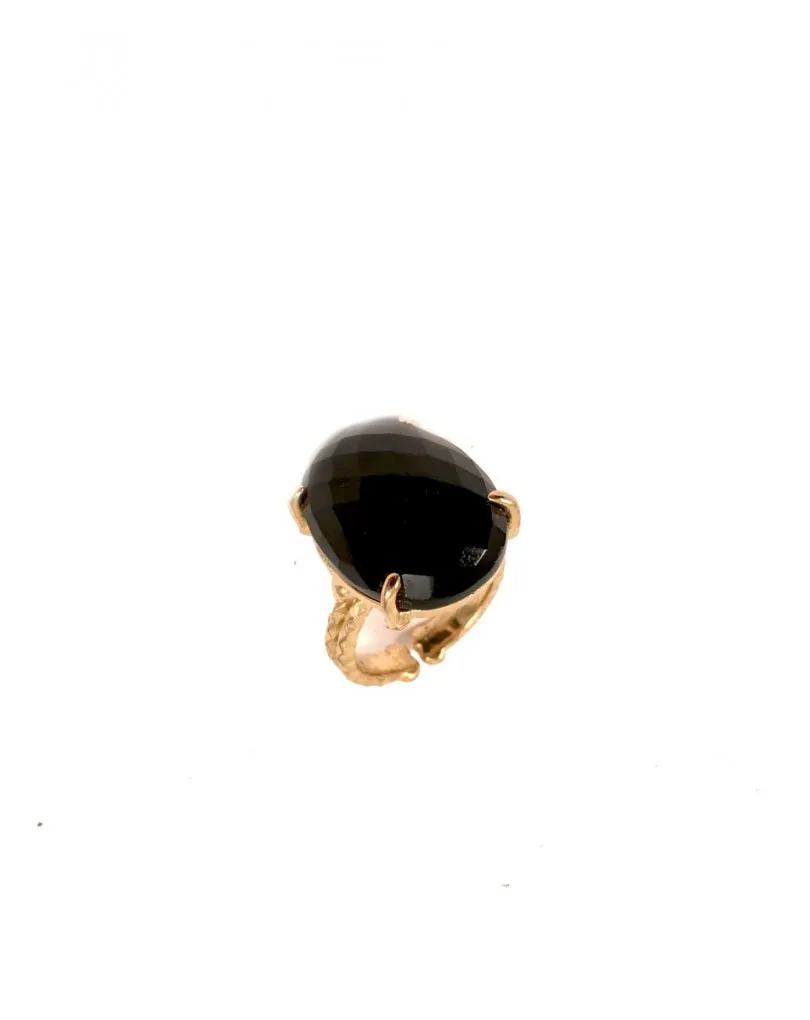 ANILLO NEGRO, PIEDRA ONIX FACETADA