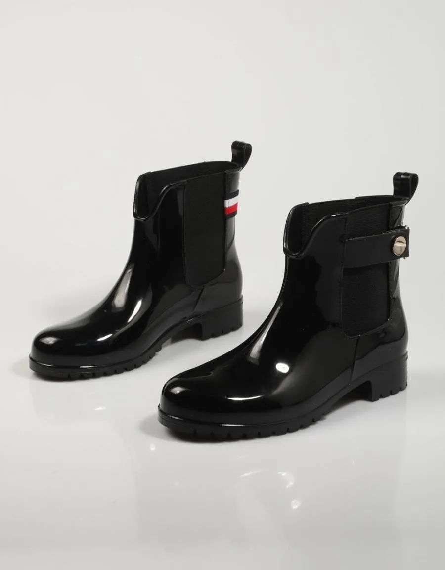  ankle boots TOMMY HILFIGER Ankle Rainboot With Metal Detail en Black 79937