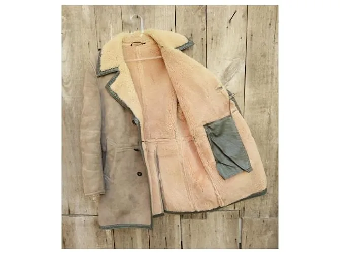 Autre Marque chaquetón de borrego talla S Beige 