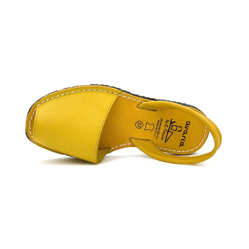 AVARCAS MENORQUINAS MUJER PIEL PLANTA AL TONO 2010S AMARILLO, DE C. ORTUñO