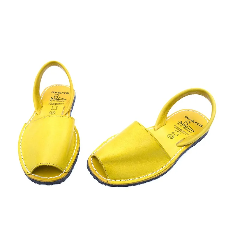 AVARCAS MENORQUINAS MUJER PIEL PLANTA AL TONO 2010S AMARILLO, DE C. ORTUñO