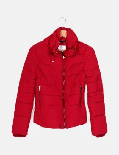 Bershka Anorak acolchado rojo