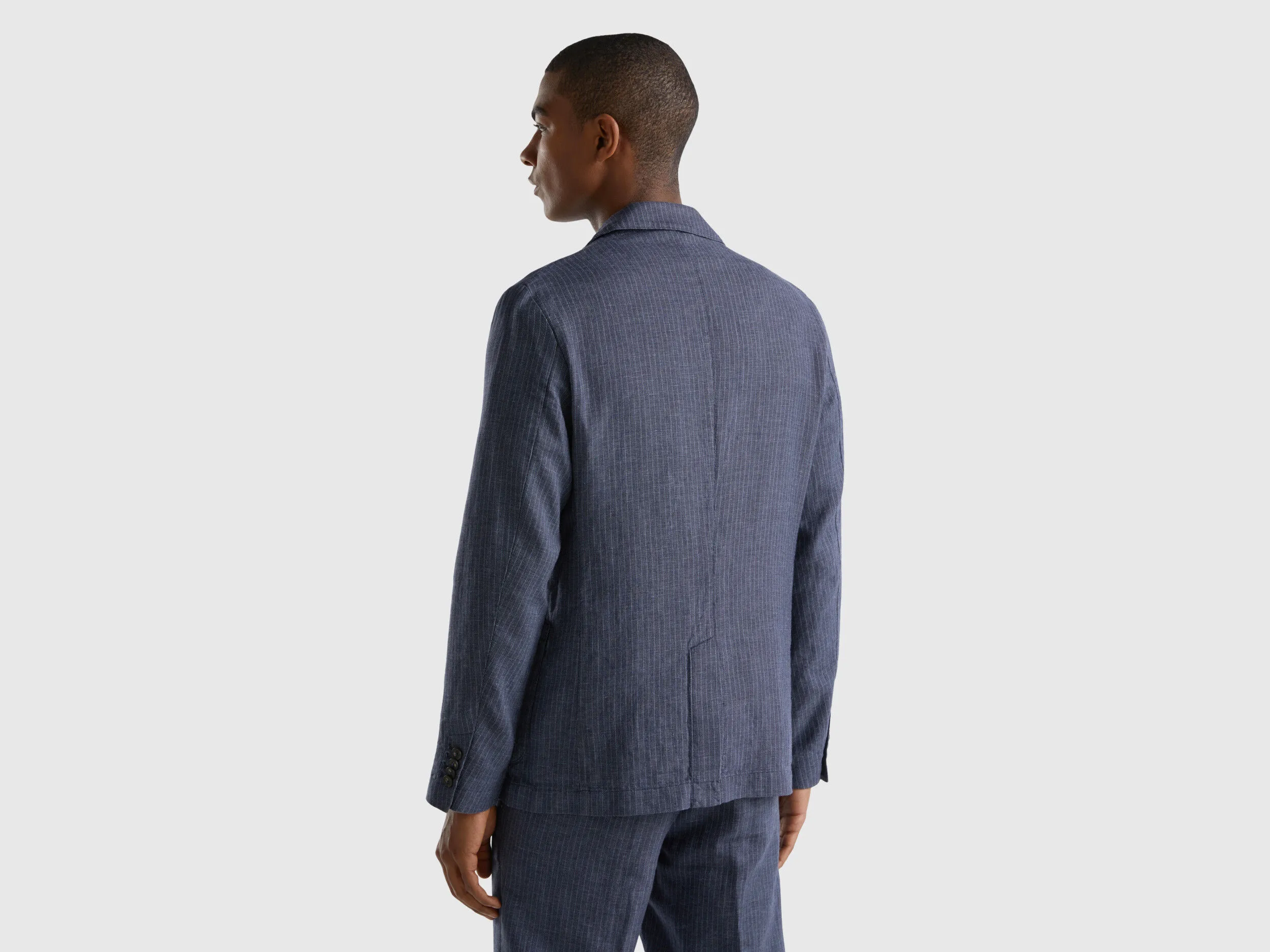 Blazer de rayas en mezcla de lino