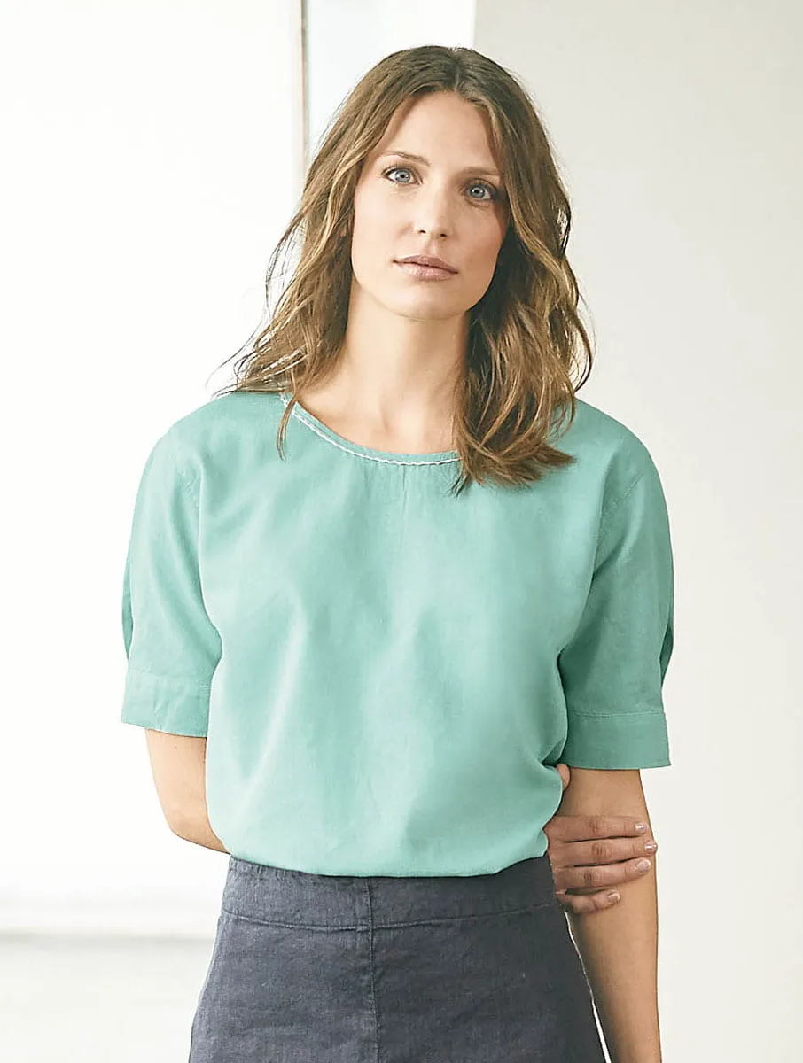 Blusa manga abullonada ecológica para mujer