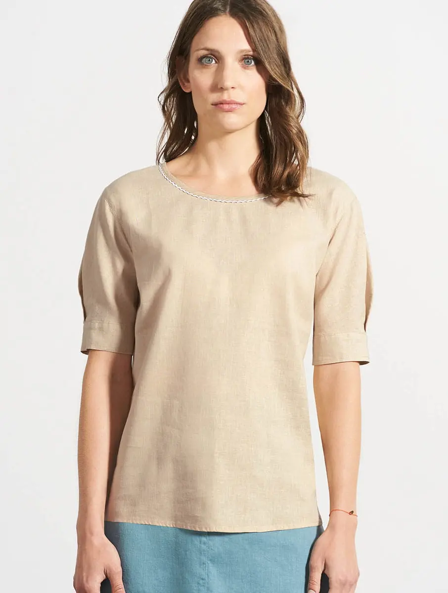 Blusa manga abullonada ecológica para mujer