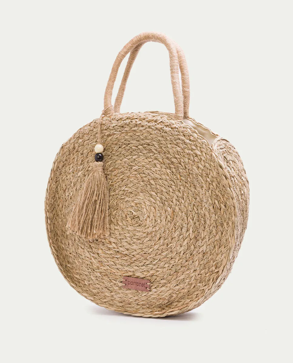 BOLSO REDONDO RAFIA NATURAL PINETS
