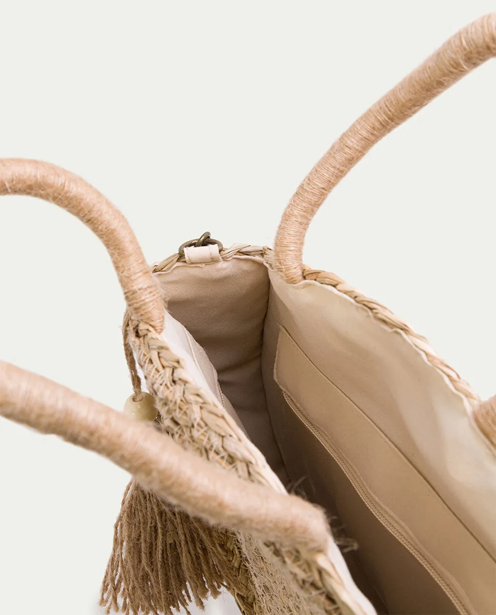 BOLSO REDONDO RAFIA NATURAL PINETS