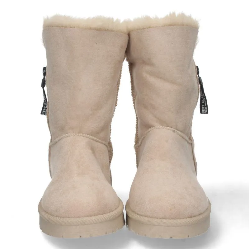 Botas australianas mujer beige detalle cremallera