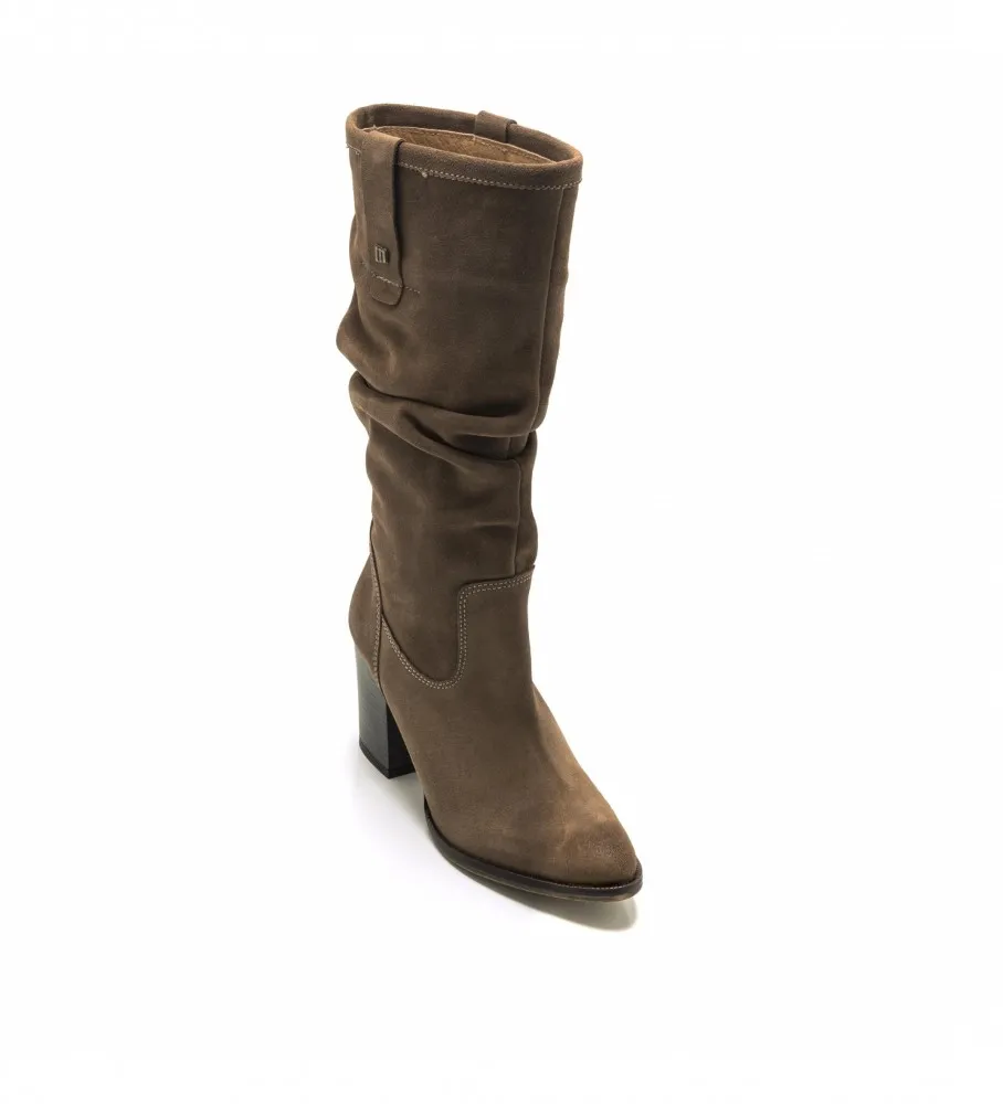 BOTAS DE PIEL UMA MARRóN ALTURA TACóN 8CM