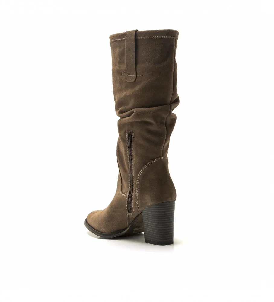 BOTAS DE PIEL UMA MARRóN ALTURA TACóN 8CM