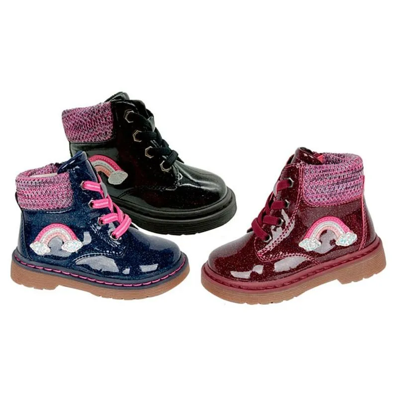 Botas niña militares acharoladas