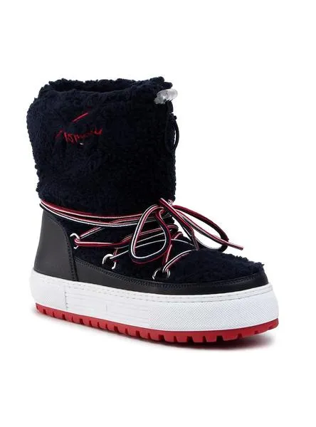botas tommy jeans teddy snow azul mujer