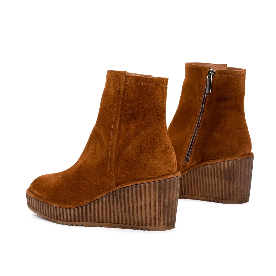 BOTIN PLATAFORMA CLAUDIA VELOUR CUERO