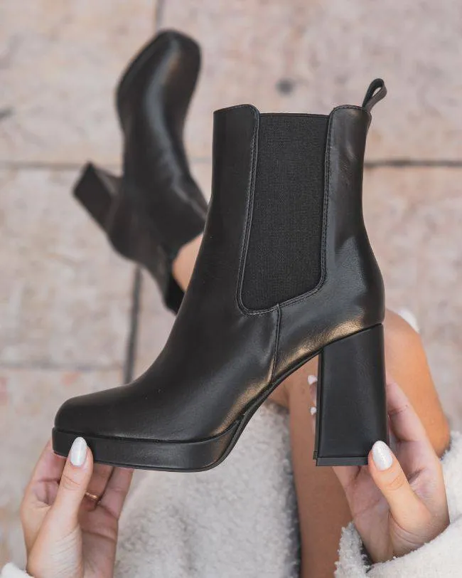 BOTINES DE MUJER NEGROS CON TACóN  ALINA