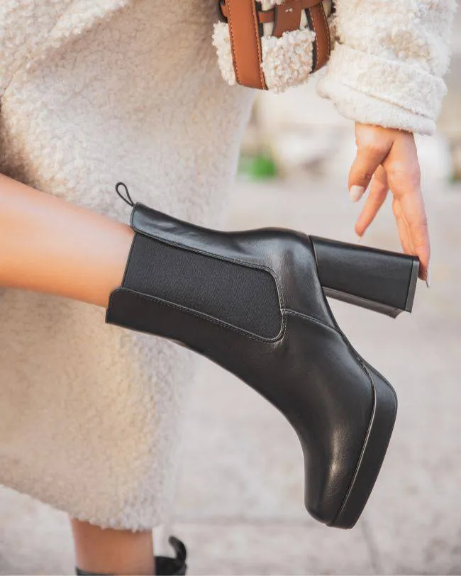 BOTINES DE MUJER NEGROS CON TACóN  ALINA