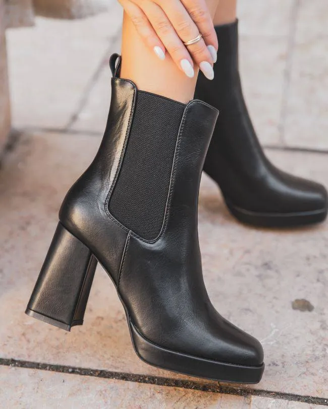 BOTINES DE MUJER NEGROS CON TACóN  ALINA