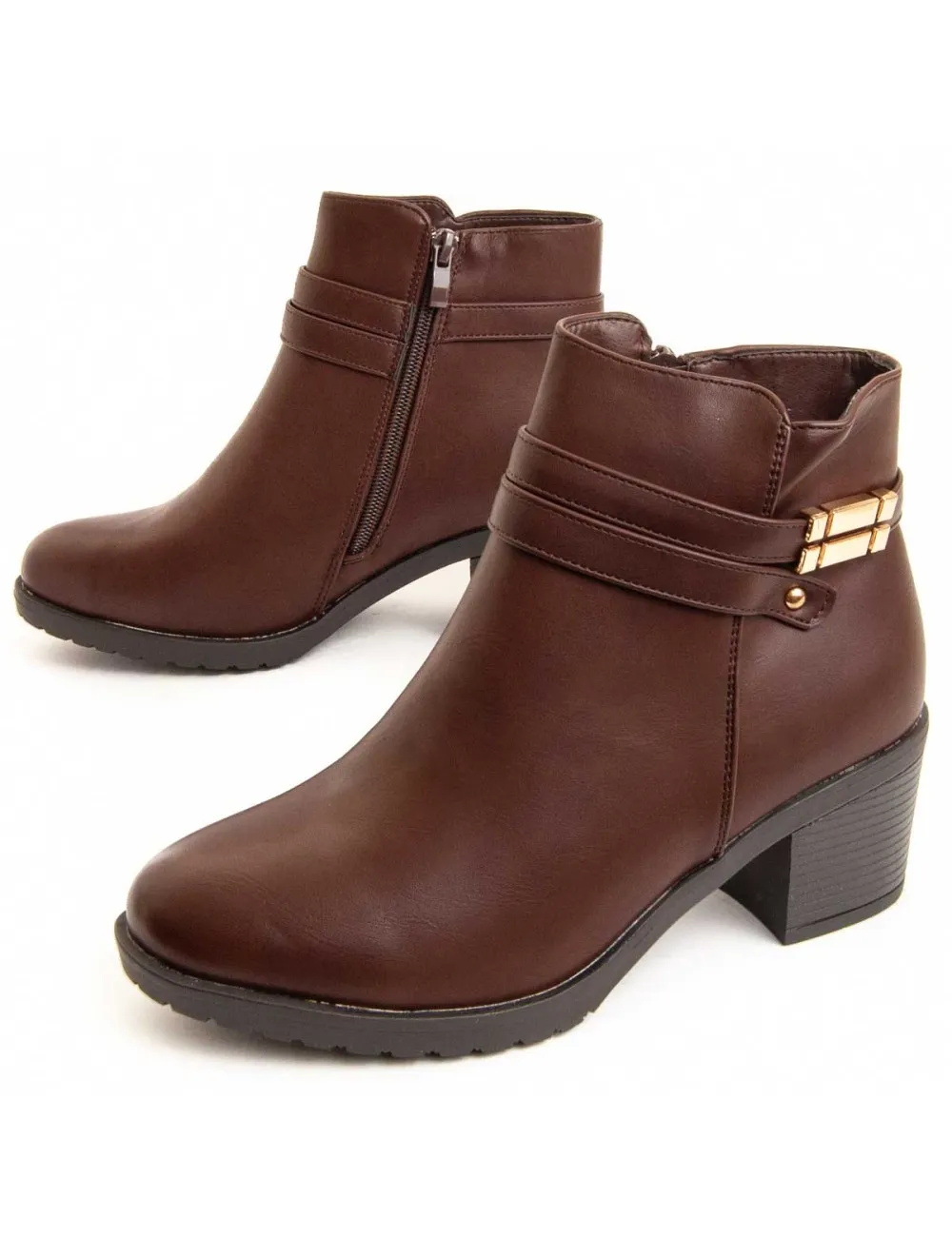 Botín De Tacón Para Mujer.  Montevita  Bottivita61  95813 Marrón
