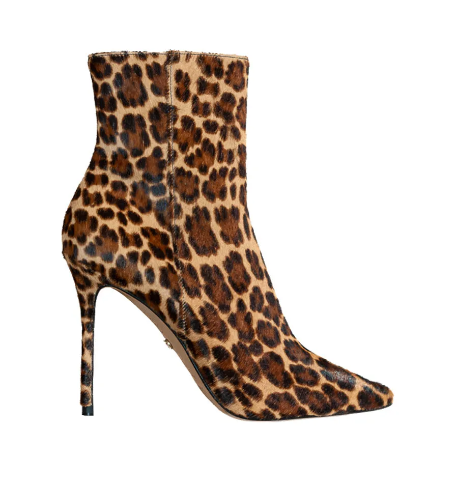 Botín stiletto alto en pony leopardo