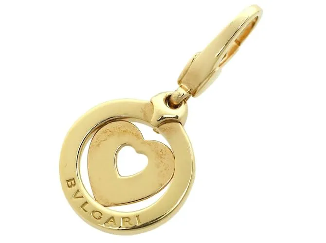Bulgari Colgante Charm Corazón Tondo Bvlgari Beige Dorado 