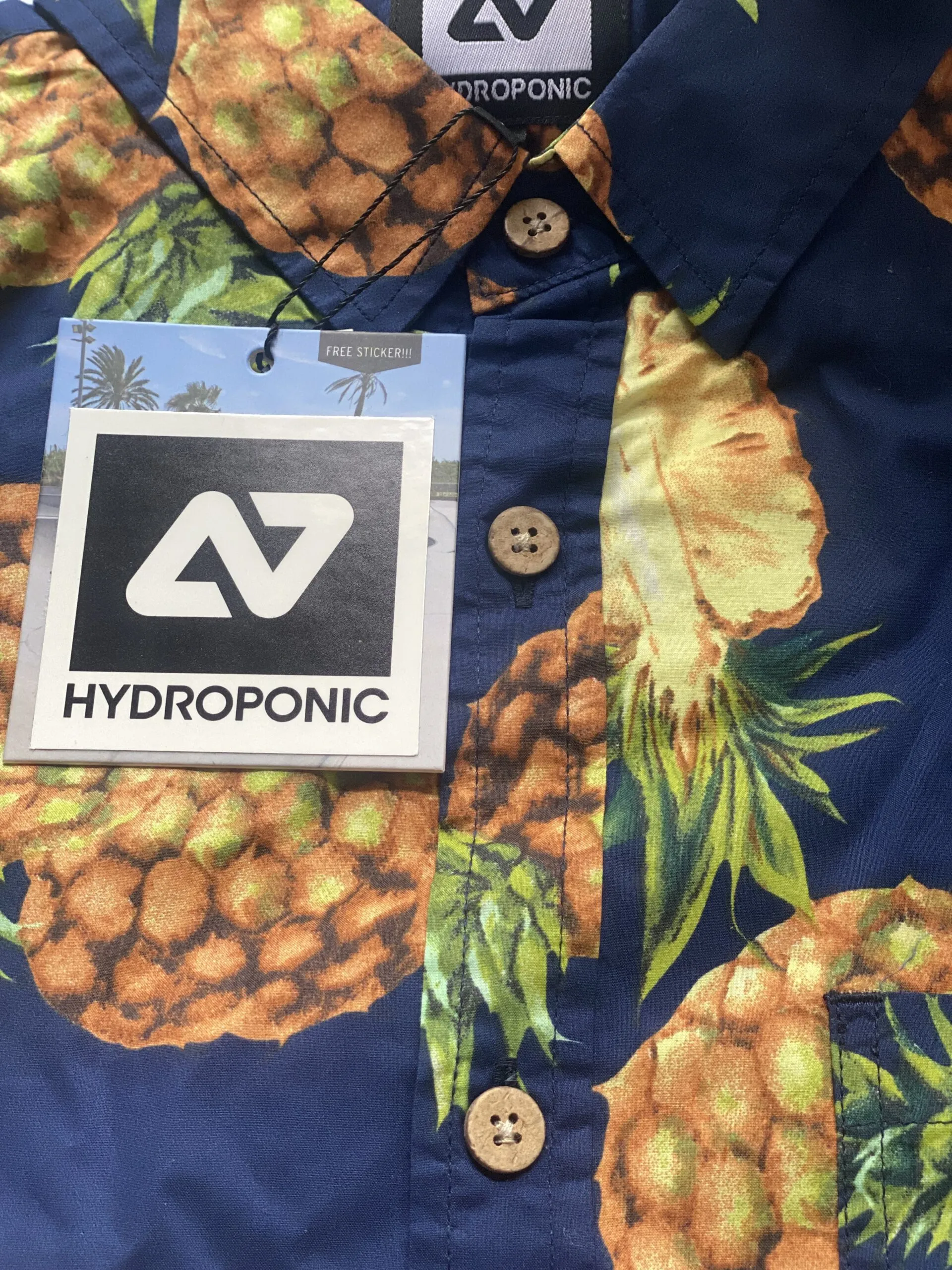 CAMISA HYDROPONIC MANGA CORTA HOMBRE DIVERTIDA VERNON REF. 1804601 NAVY PINEAPPLE AZUL PIñAS
