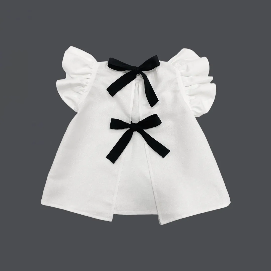 Camisa Lino Blanca Lazos Traseros