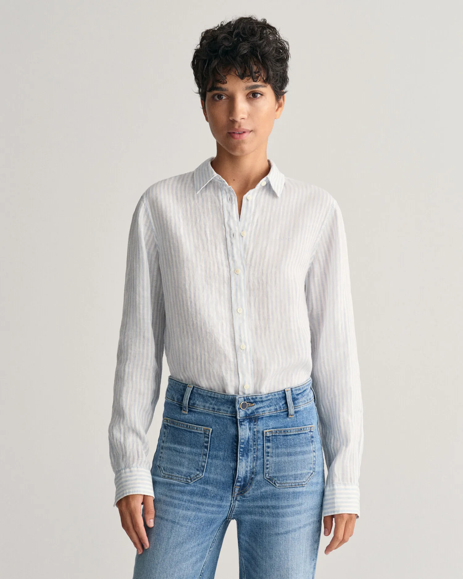 Camisa Regular Fit de lino a rayas