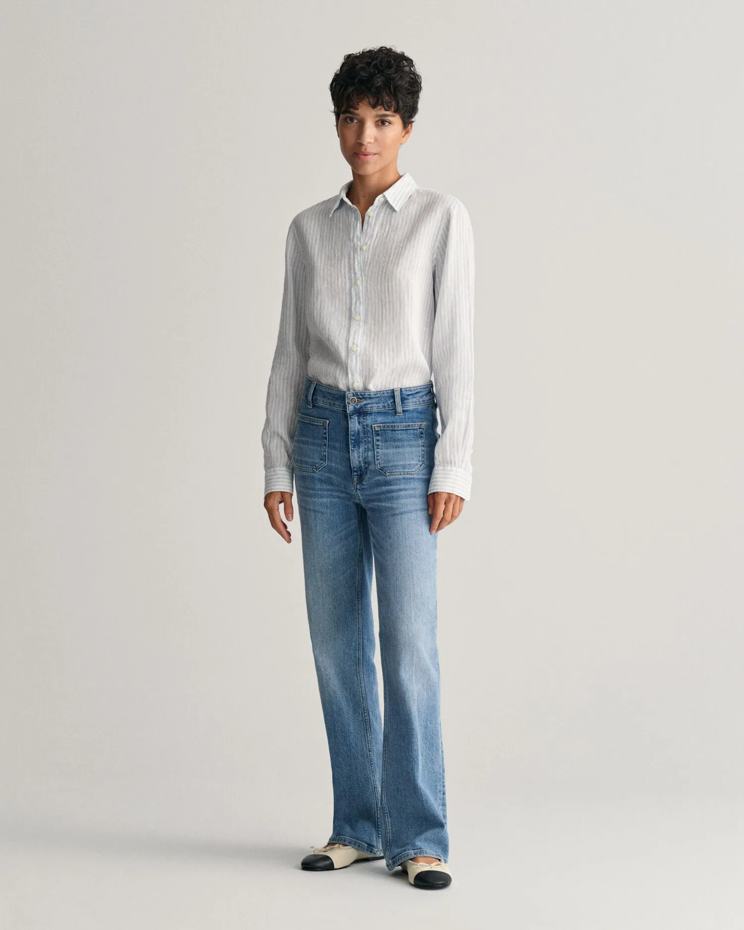Camisa Regular Fit de lino a rayas