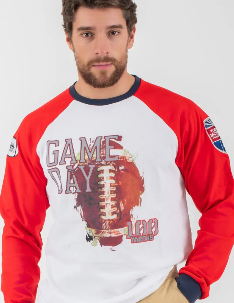 CAMISETA 100 YARDAS DAY BLANCA  ROJA