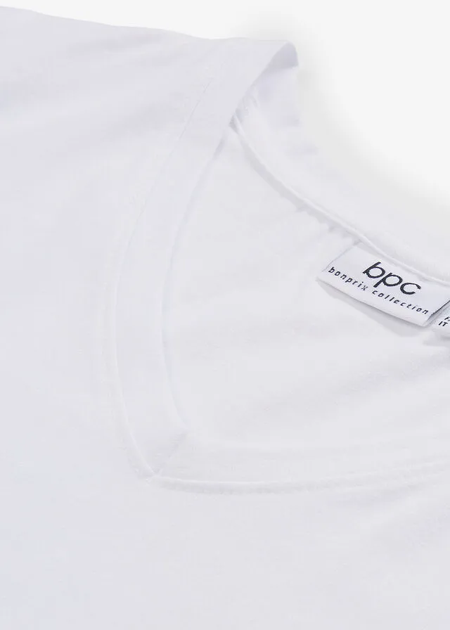 CAMISETA LARGA BáSICA CON CUELLO EN V Y MANGA CORTA (2 UNIDADES) NEGROBLANCO