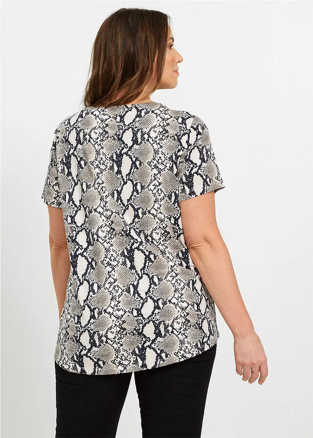 Camiseta larga con viscosa sostenible y estampado animal Con estampado de serpiente