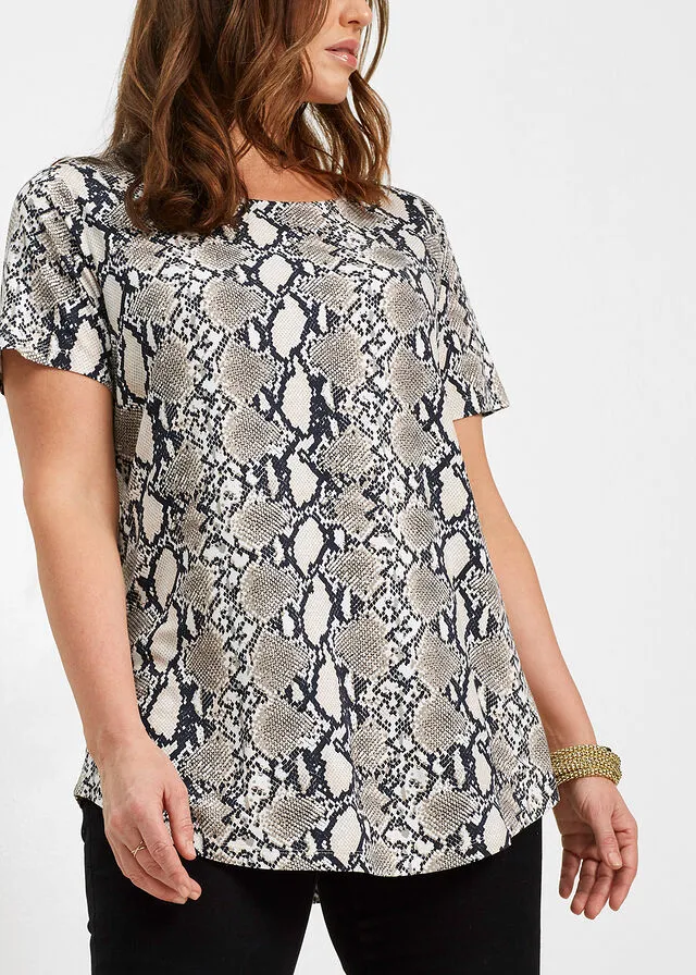 Camiseta larga con viscosa sostenible y estampado animal Con estampado de serpiente