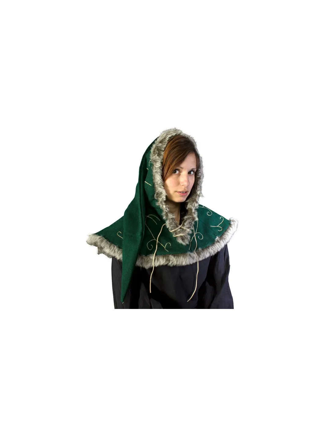 Capucha medieval verde cordones