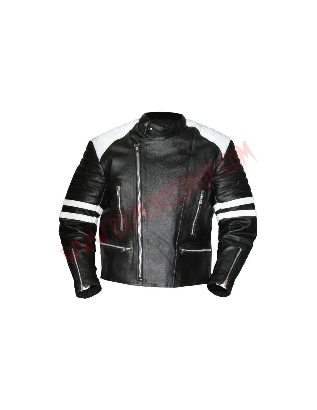 Chaqueta Old School de Cuero Blanca