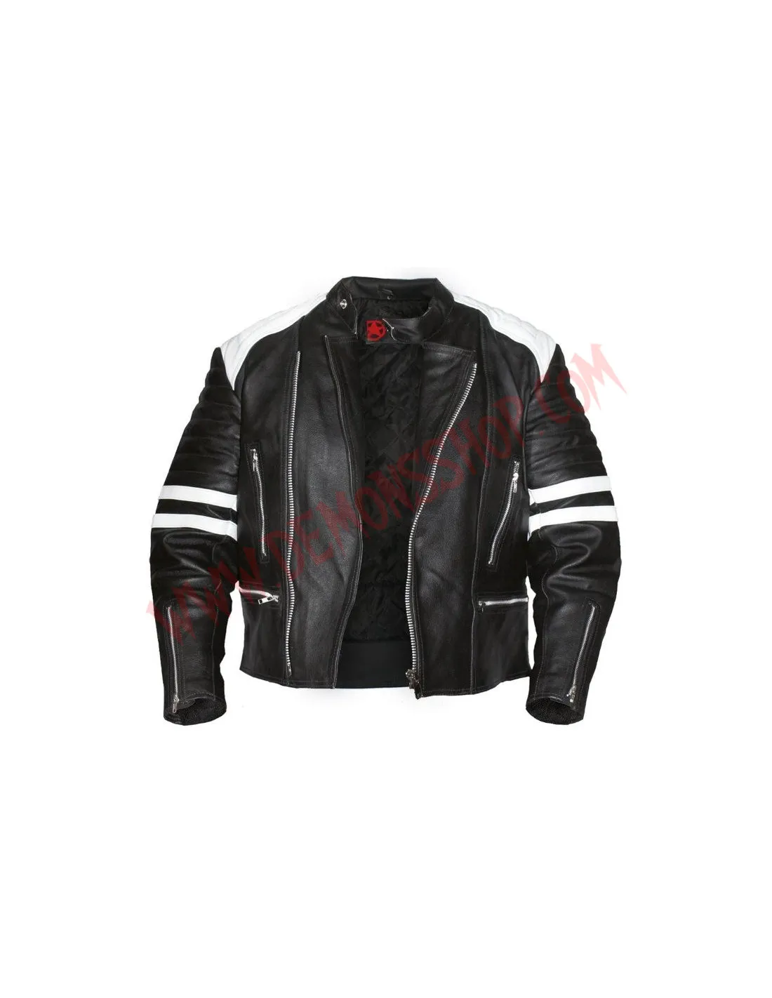 Chaqueta Old School de Cuero Blanca