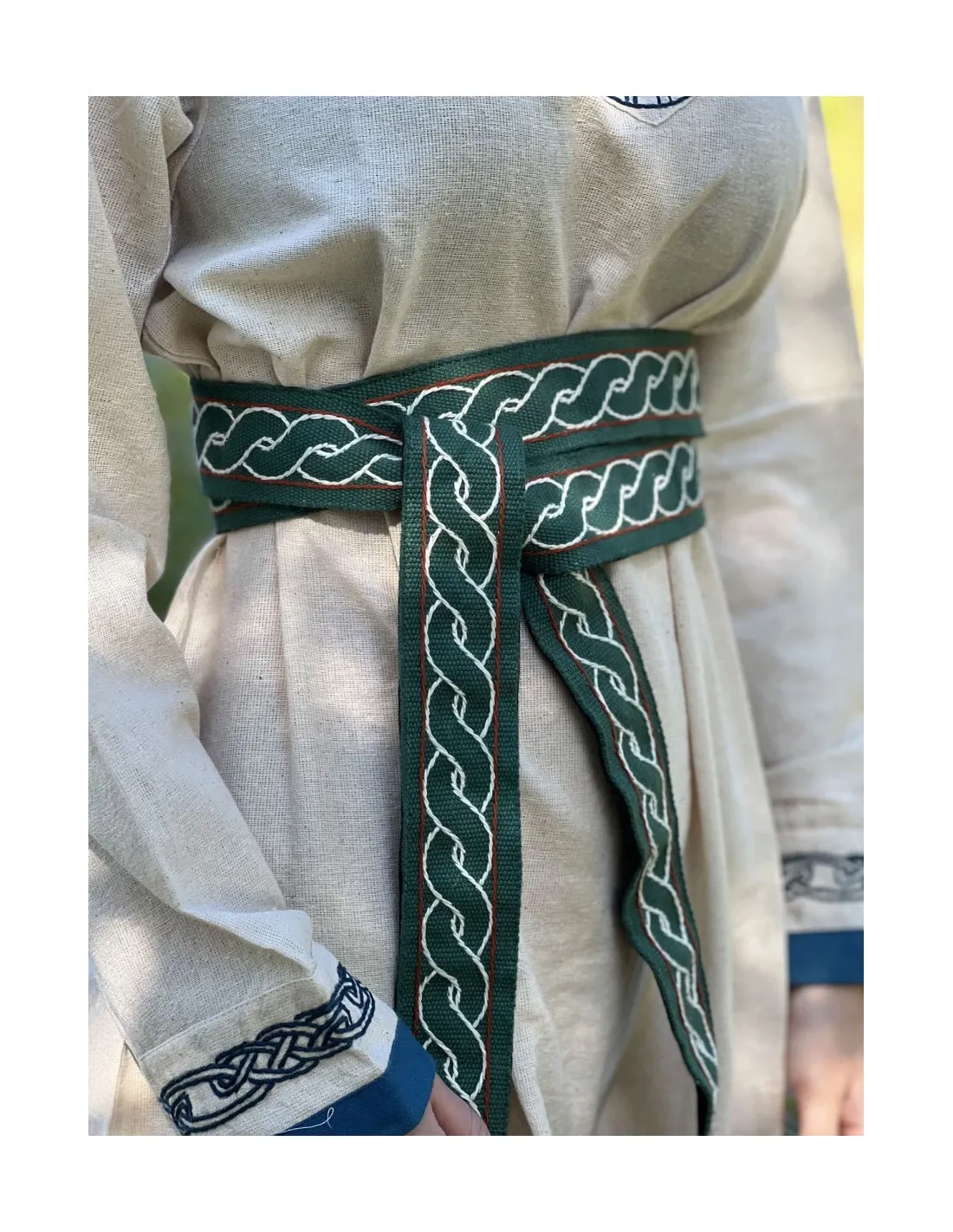 Cinturón vikingo modelo Elina, algodón verde