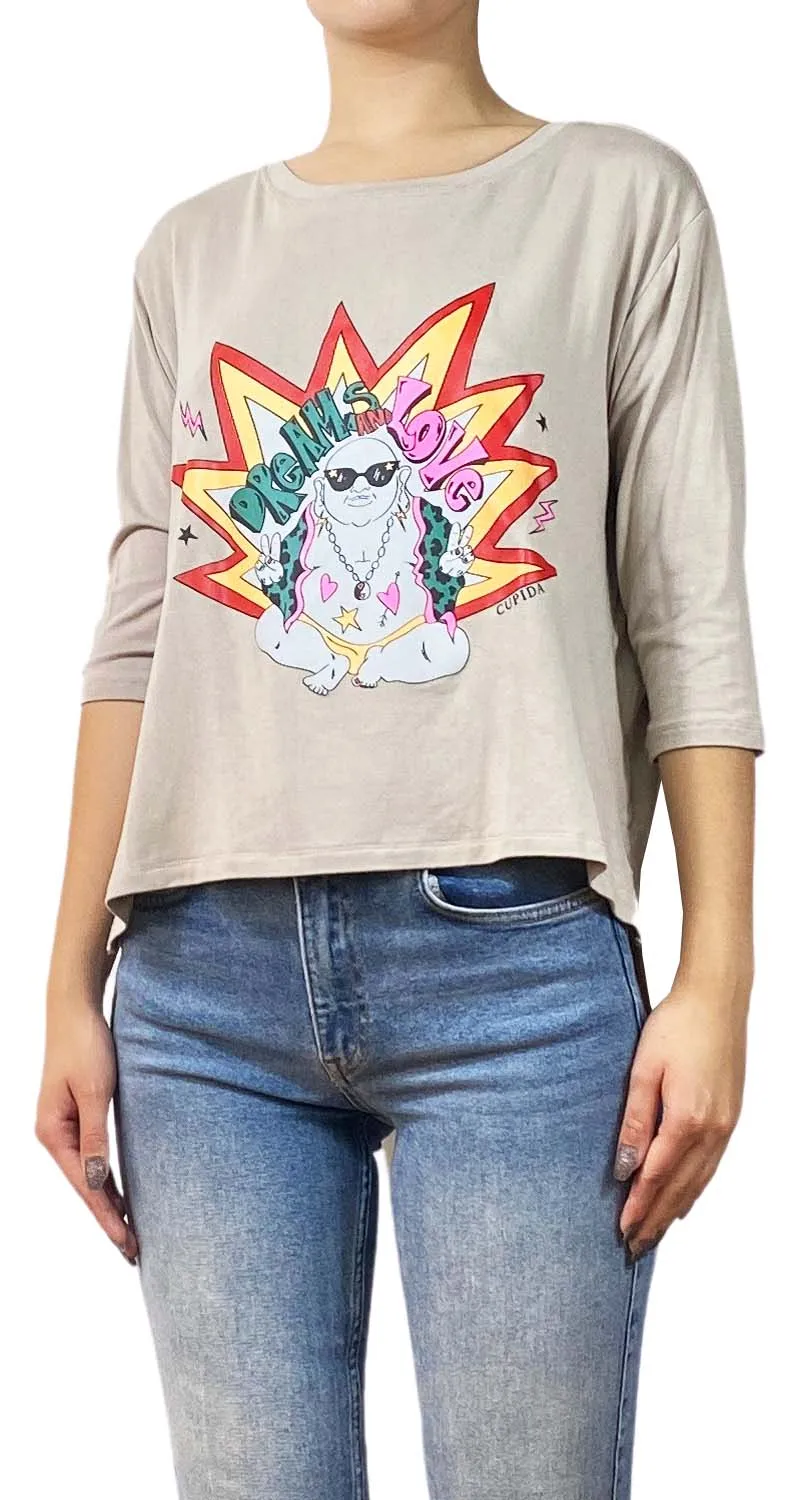 CUPIDA Polera Buda Asimétrica Beige