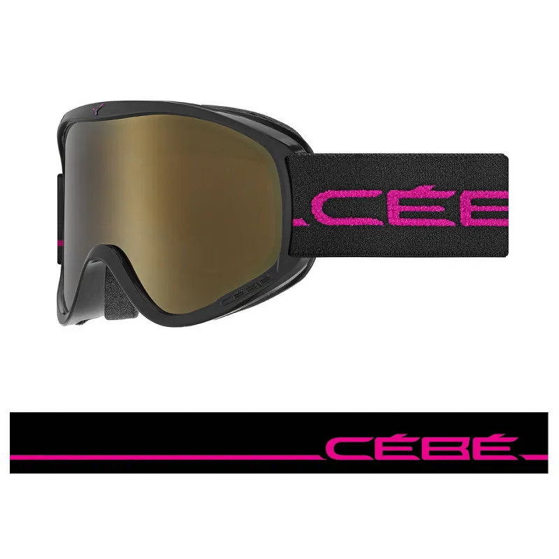 Cébé Striker M (Black Pink Matte Dark Rose Flash Gold Cat.3) Máscara de esquí para mujeres