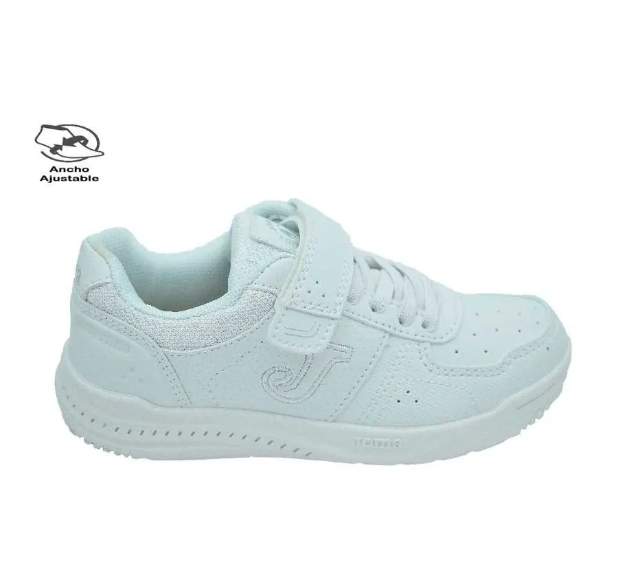 DEPORTIVO JOMA WHARW2202V PARA NIÑOS BLANCO CON VELCRO CORDONES ELÁSTICOS Y PLANTILLA DE PIEL 27421