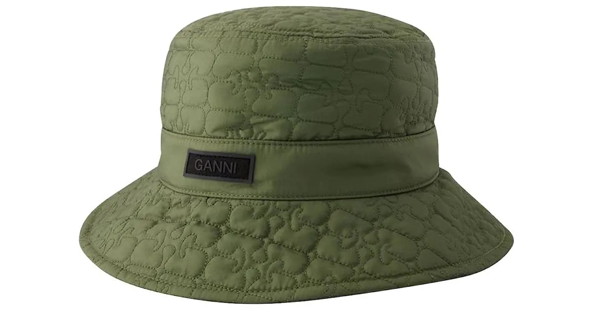GORRO DE PESCADOR ACOLCHADO TECH  GANNI  SINTéTICO  CAQUI VERDE 
