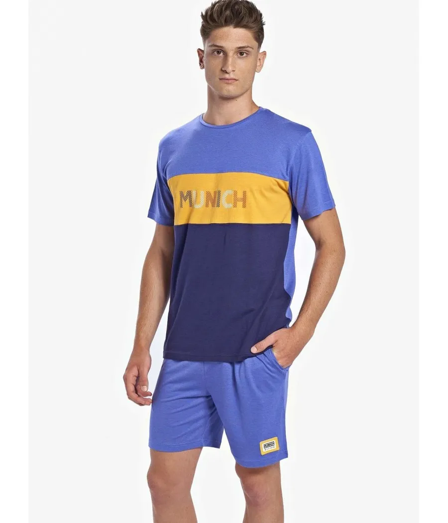 Homewear bolsillos verano hombre Munich azul Amarillo algodón modal