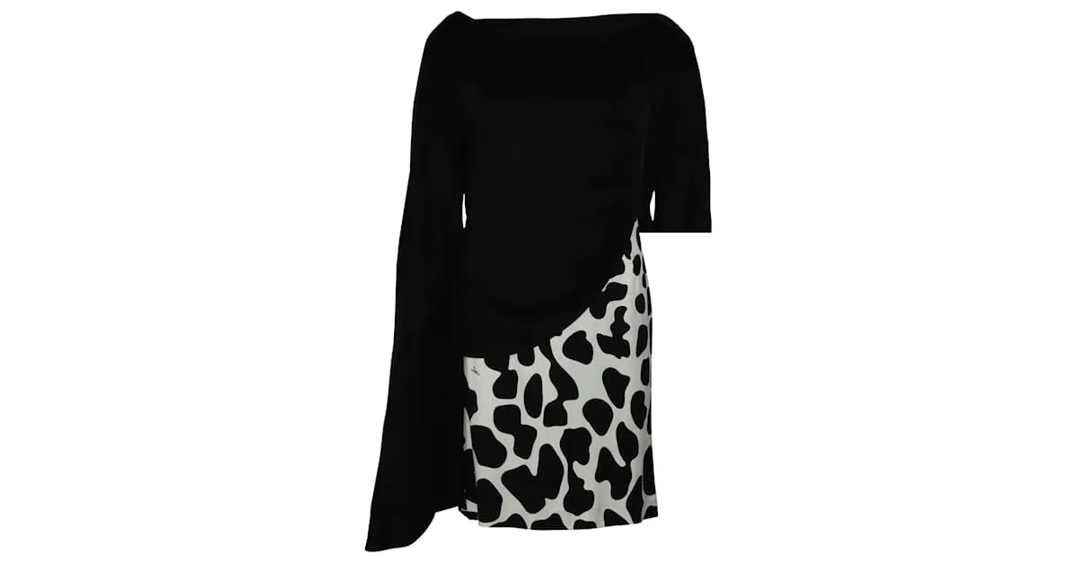 Issa VESTIDO DRAPEADO ISA DE UNA MANGA EN SEDA NEGRA 