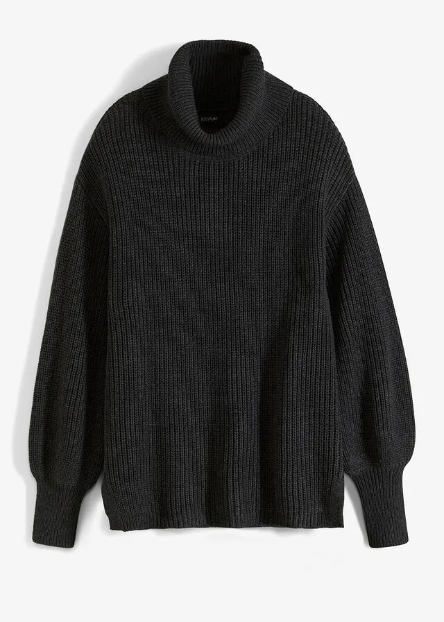 Jersey de cuello alto Antracita jaspeado