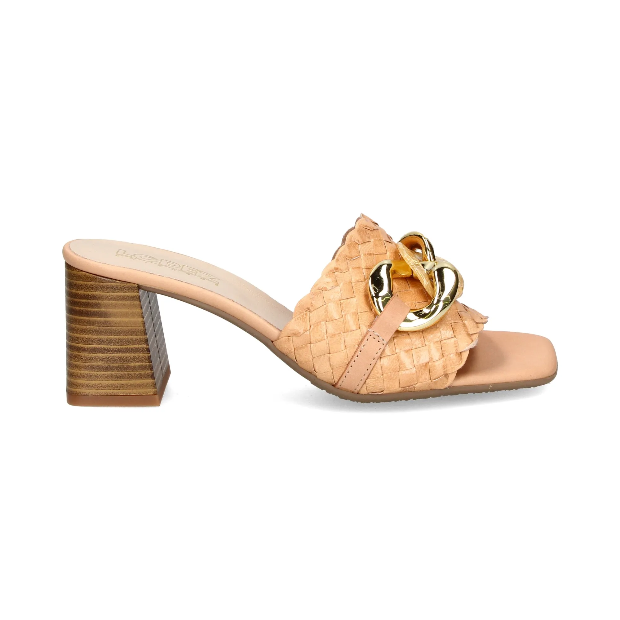 LÓPEZ Sandalias con tacón de Mujer CAMEL