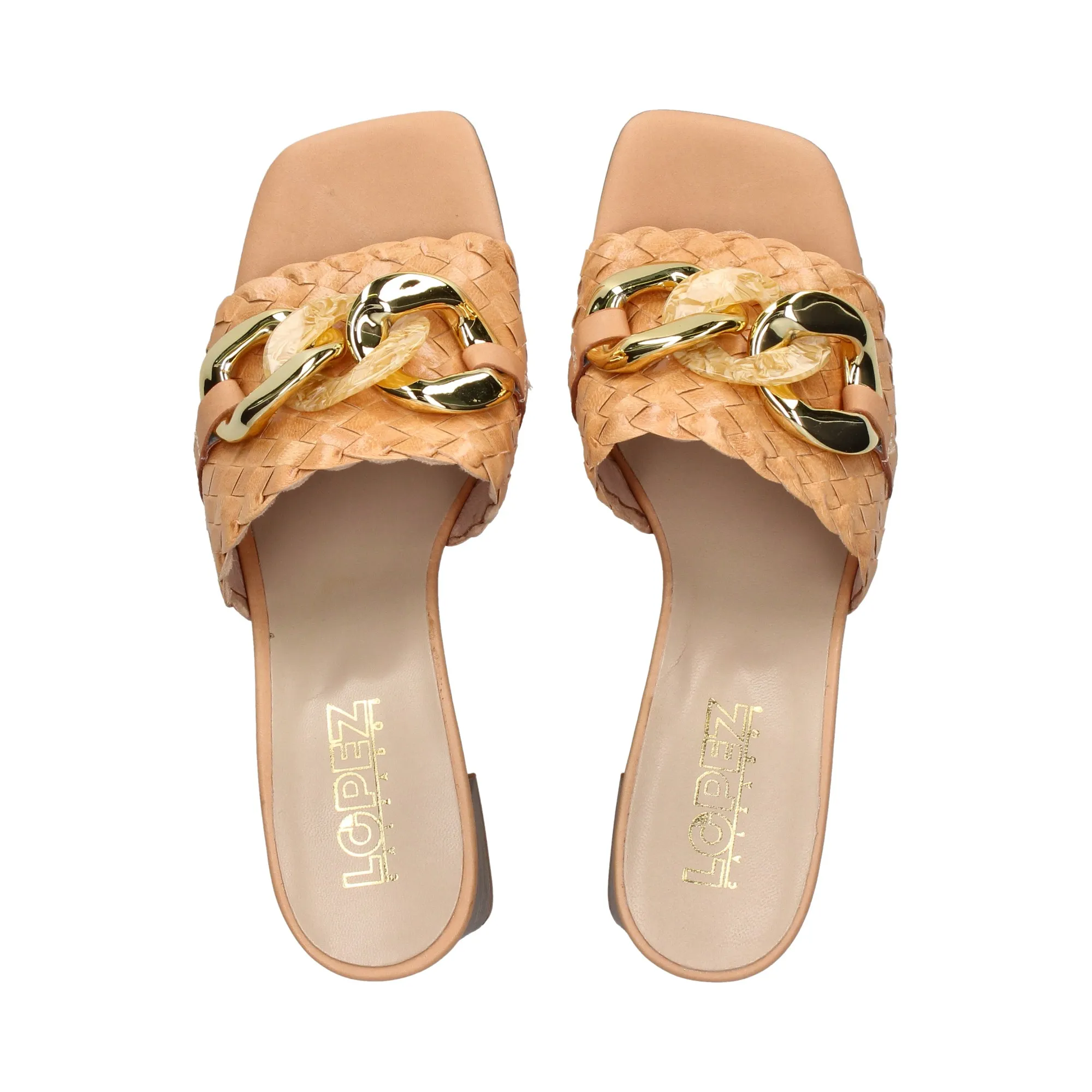 LÓPEZ Sandalias con tacón de Mujer CAMEL