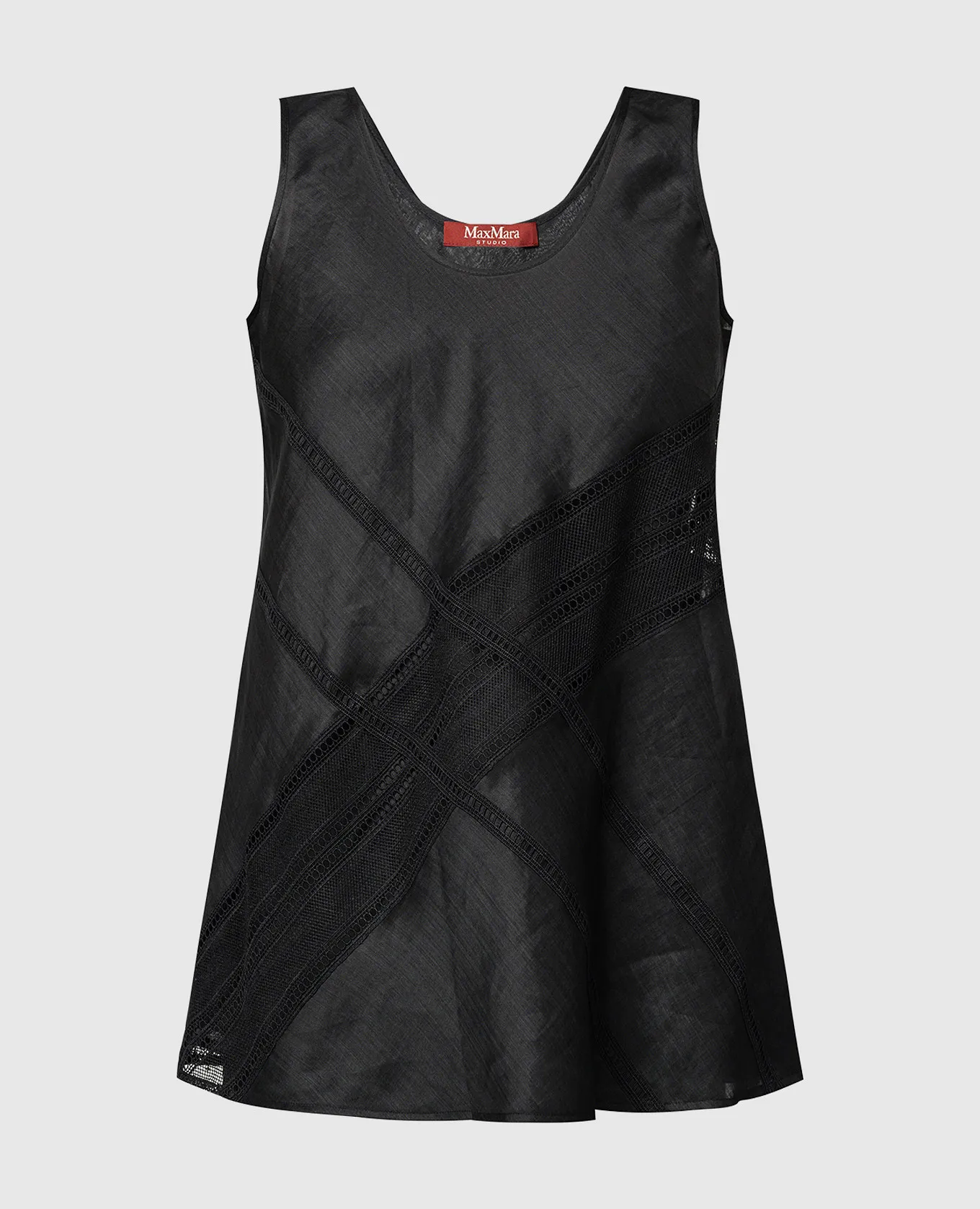 Max Mara Black EBRIDI top with lace