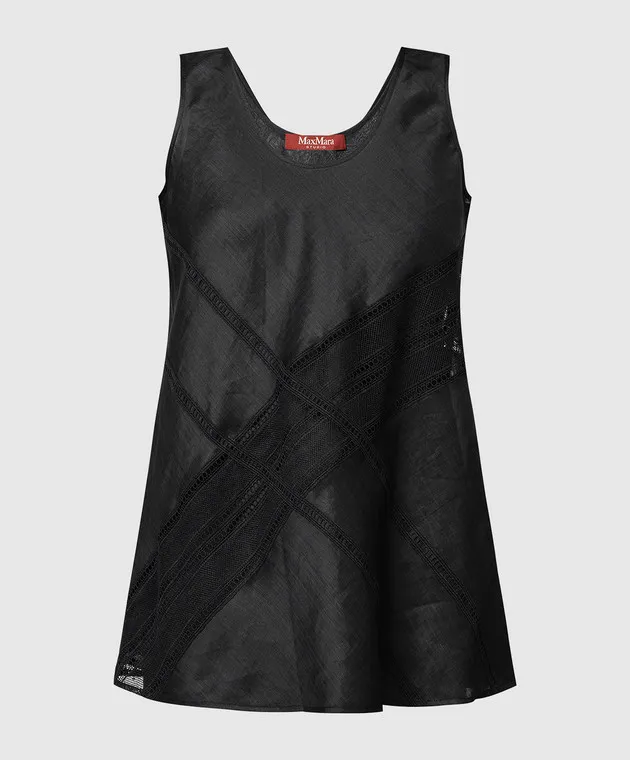 Max Mara Black EBRIDI top with lace